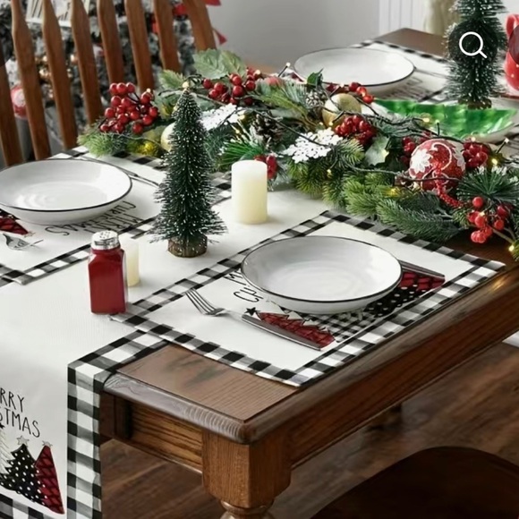 4pcs, Buffalo Plaid Christmas Trees Place mats Set Of 4, 12x18 inches B2 - Picture 2 of 5